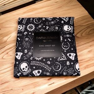 KING Cynthia Rowley Halloween Ouija Bed Sheet Set